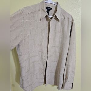 Casual Corner Beige Patterned Shirt Jacket